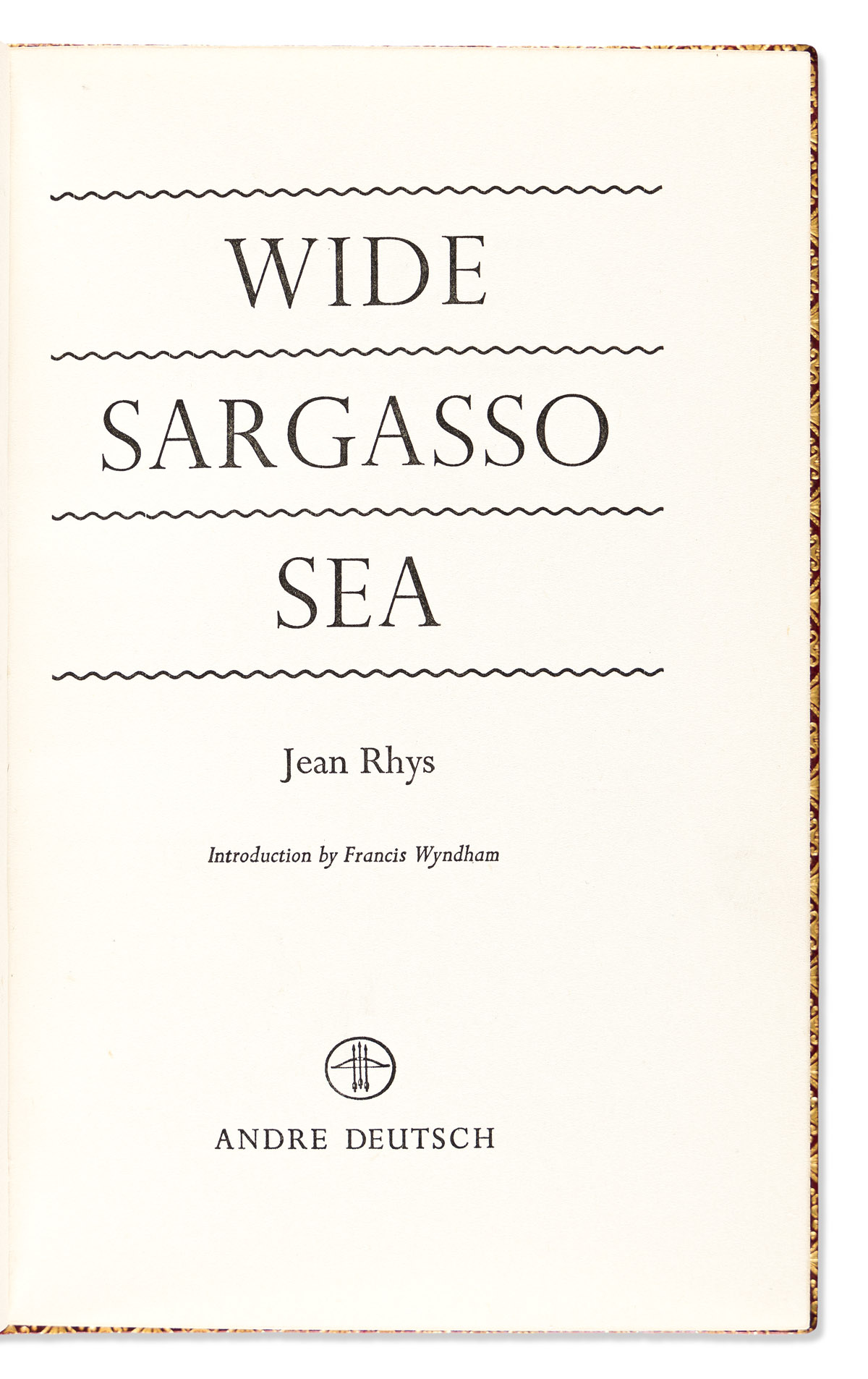 Rhys, Jean (1890-1979) Wide Sargasso Sea, Signed Presentation Copy.